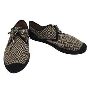 Kanna Made in Spain Women's 11 Woven Espadrille Sneakers Black Tan‎ Boho Luxe